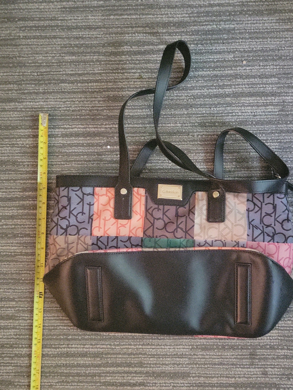 Calvin Klein Multicolor Patch Logo Tote with Black Trim